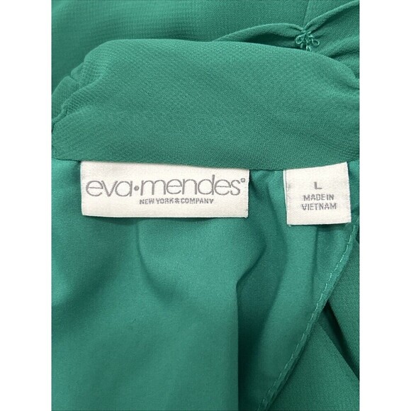 New York & Company Eva Mendes Emerald Green Chiffon High Neck Dress Size Large - Picture 7 of 9